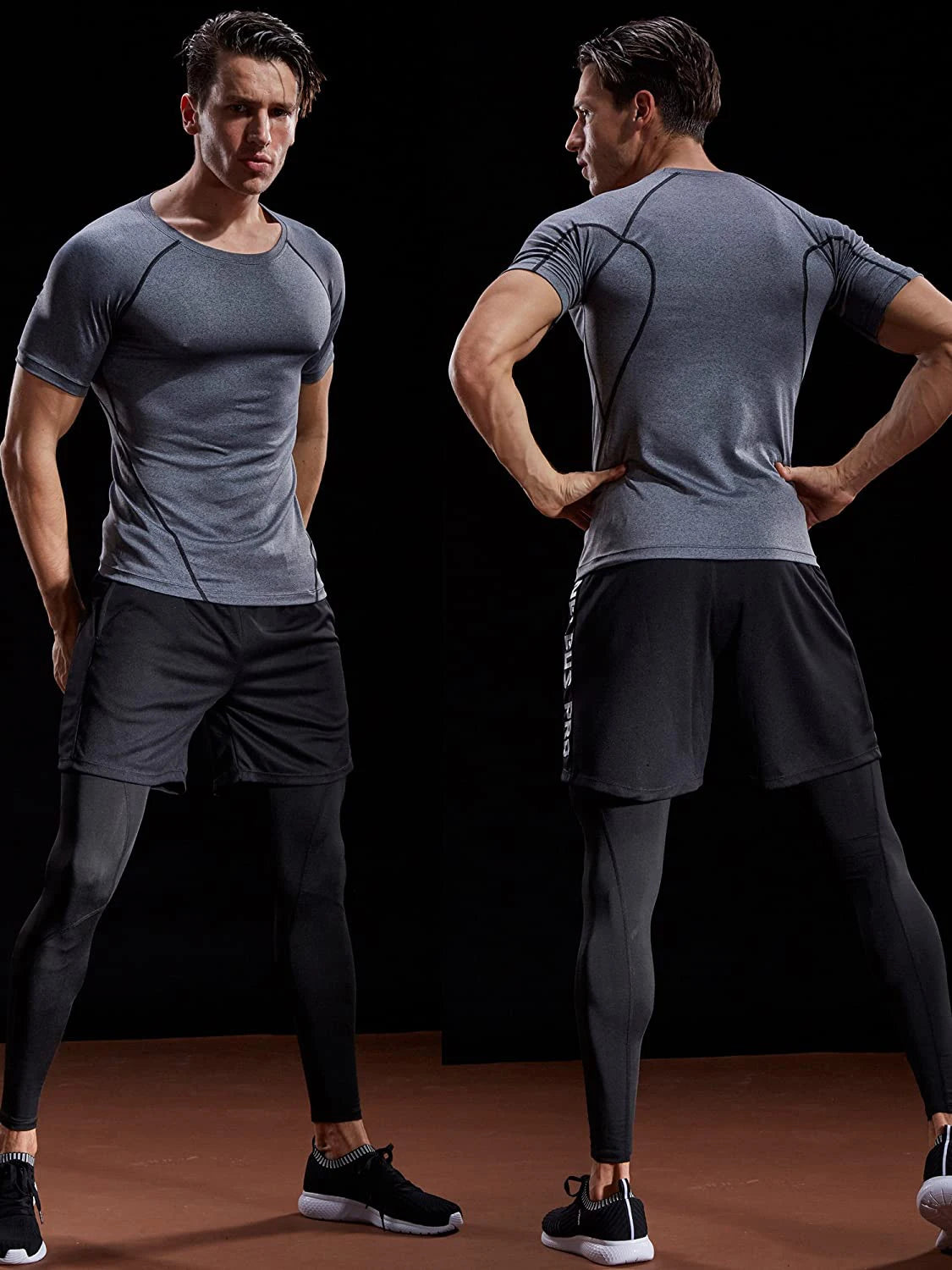 VELOX elastisk sports t-shirt til mænd — grå — træning og løb