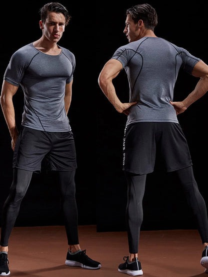 VELOX elastisk sports t-shirt til mænd — grå — træning og løb