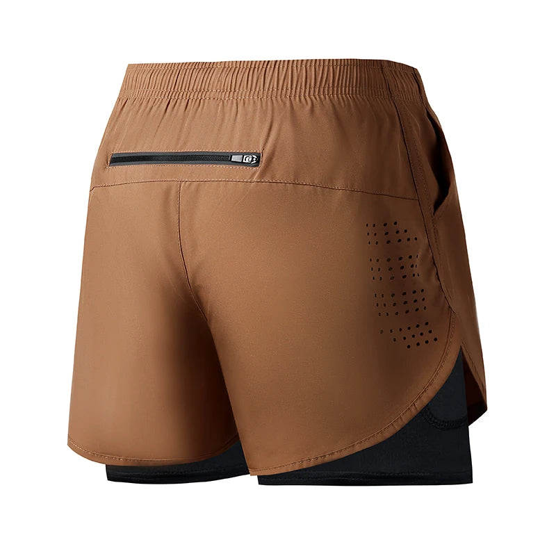 VELOX løbeshorts til mænd — Brun — gym og fitness