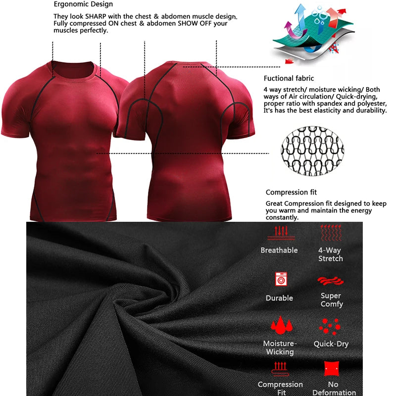 VELOX elastisk sports t-shirt til mænd — materialer — træning og løb